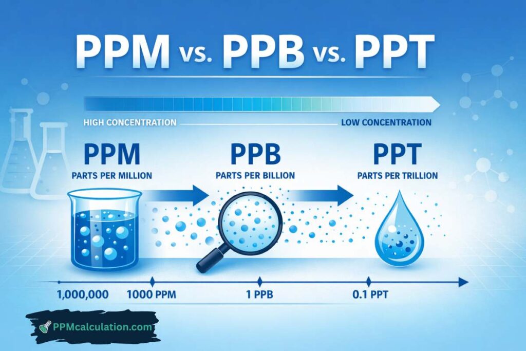 comparing concentration units ppm ppb ppt