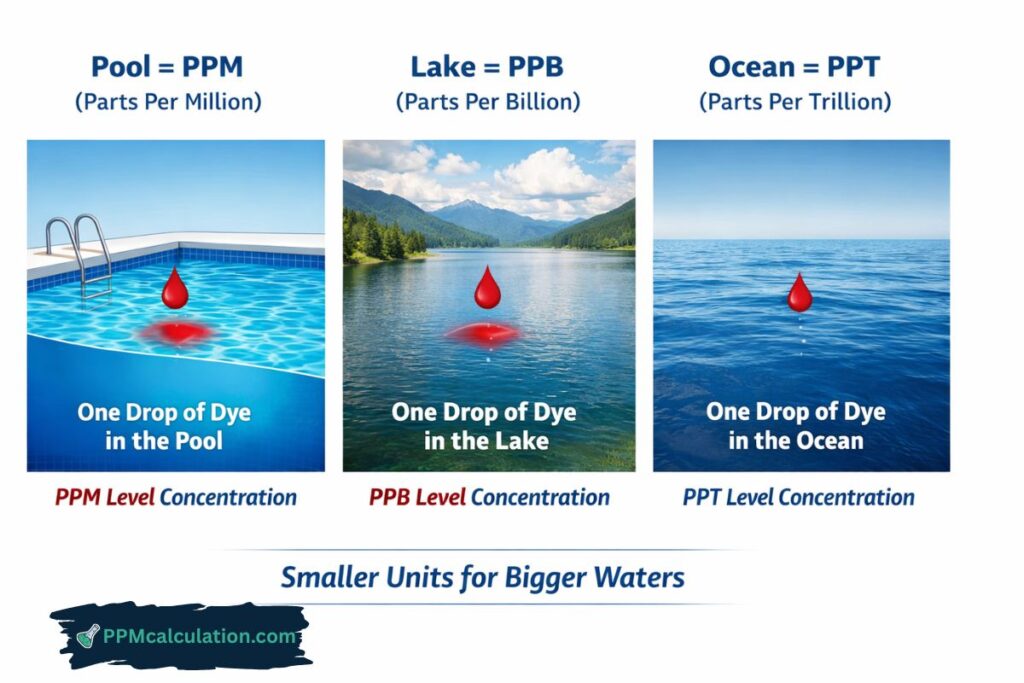 relationship between ppm ppb ppt