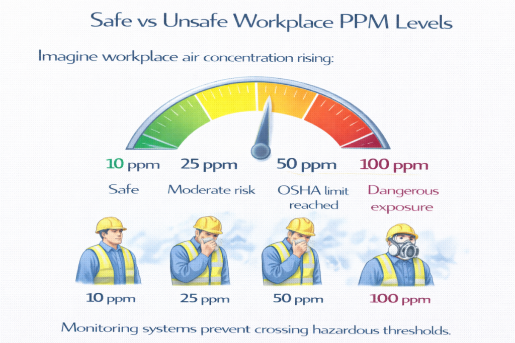 Safe vs Unsafe Workplace PPM Levels