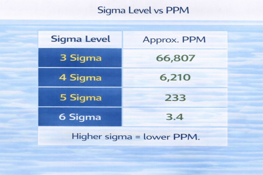 Sigma Level vs PPM
